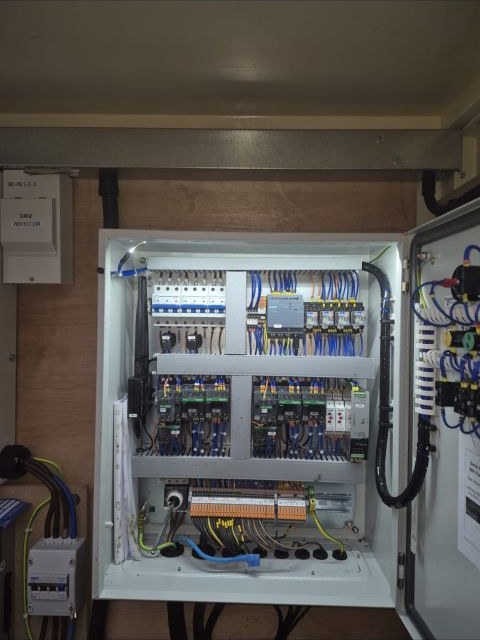 The replacement panel installed and wired at the Oxford campus pumping station