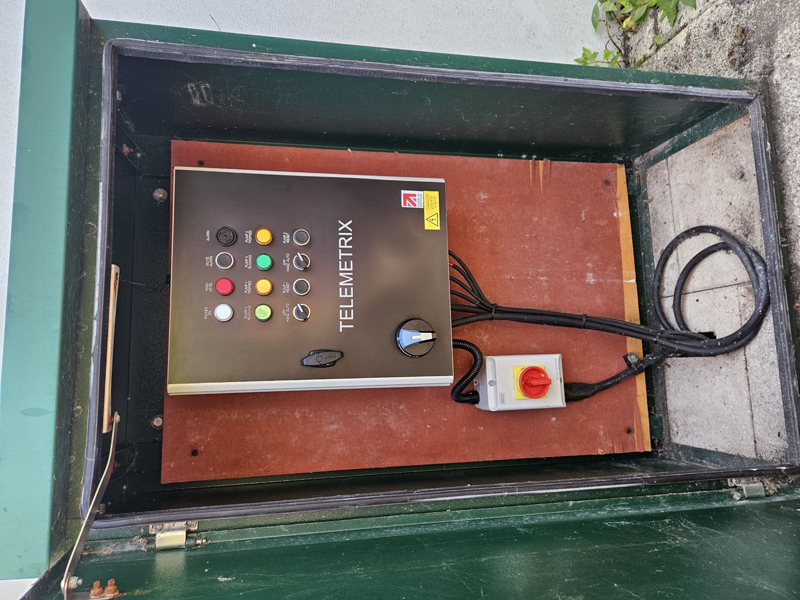 Kiosk with the door open showing the control panel