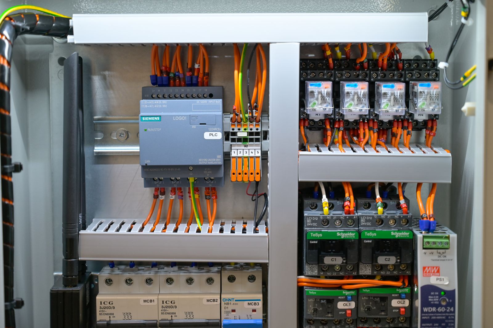 Inside a Telemetrix panel: industrial switchgear and WAGO terminals